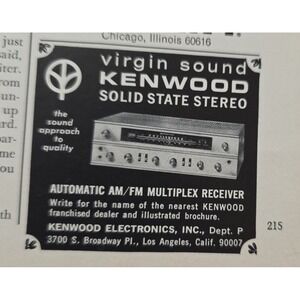 Kenwood Solid State Stereo Automatic AM/FM Multiplex Receiver 1964 Print Ad